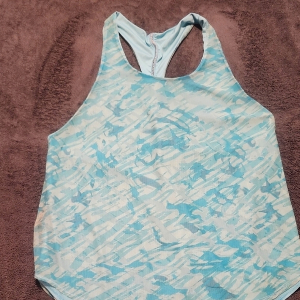 Calia Brand By Carrie Underwood Women's Blue Patterned Tank Top. Size Small